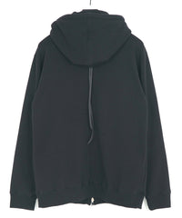 Load image into Gallery viewer, Stretch Cotton Polyester Knit Backside Velor finish Zip up Hoodie - Black