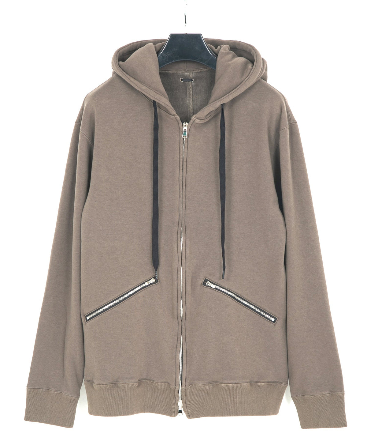 Stretch Cotton Polyester Knit Backside Velor finish Zip up Hoodie - OLIVE