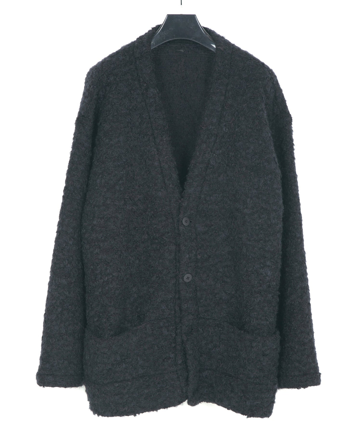 Loop Tweed Knit Long Cardigan - BLACK