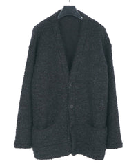 Loop Tweed Knit Long Cardigan - BLACK