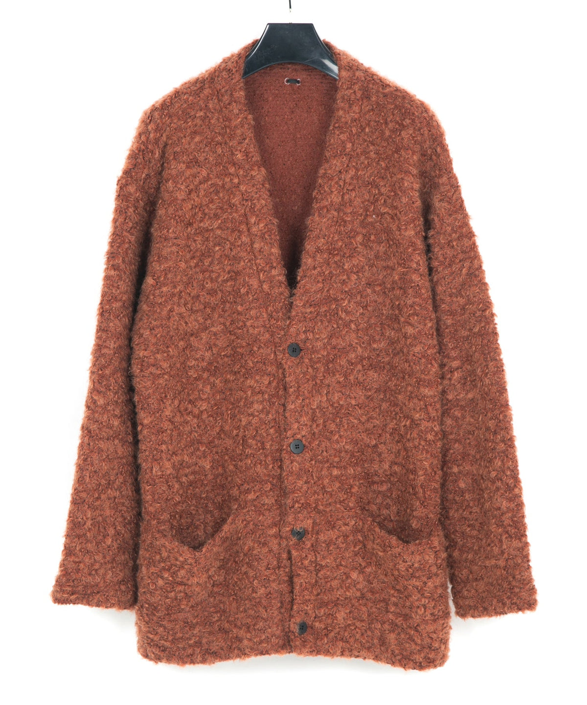 Loop Tweed Knit Long Cardigan - ORANGE
