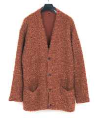 Loop Tweed Knit Long Cardigan - ORANGE