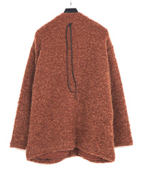 Loop Tweed Knit Long Cardigan - ORANGE