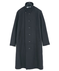 ダブル ウェービング メルトン バイカーロングコート- NAVY