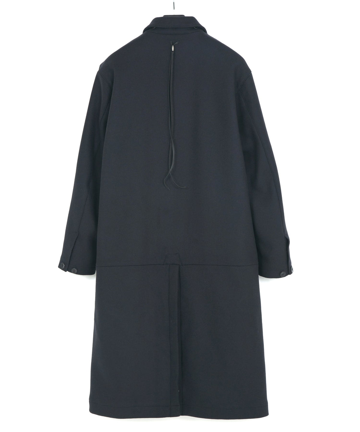 ダブル ウェービング メルトン バイカーロングコート- NAVY