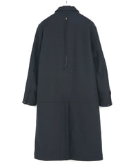 ダブル ウェービング メルトン バイカーロングコート- NAVY