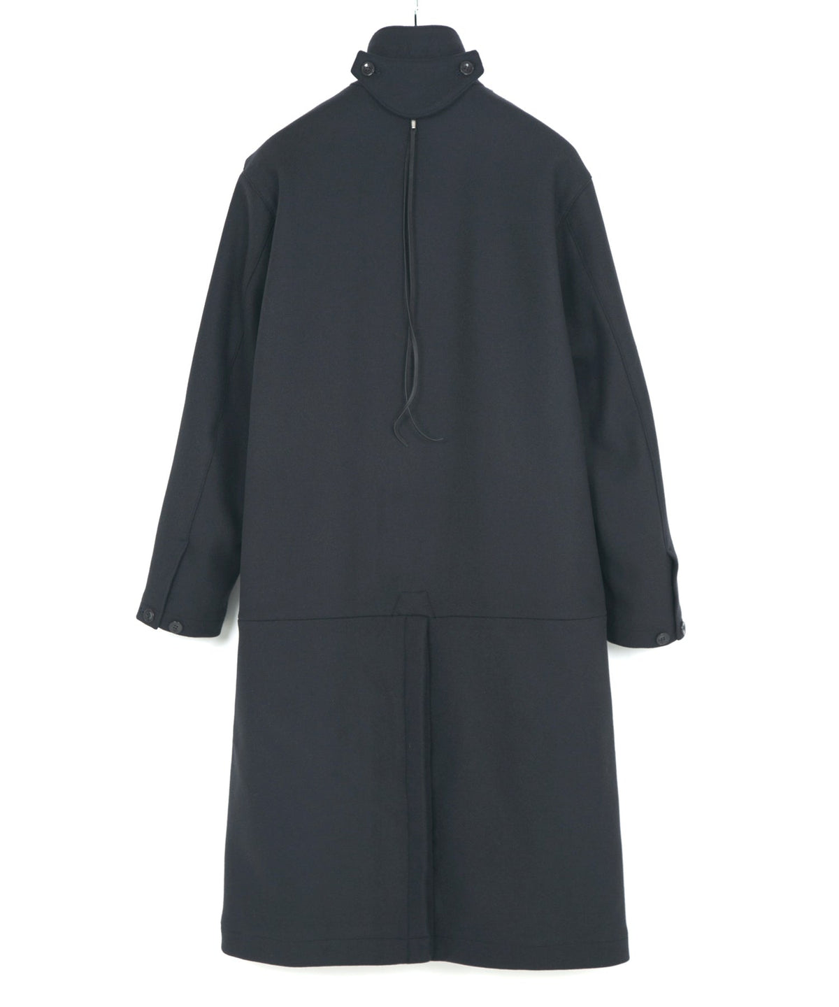 ダブル ウェービング メルトン バイカーロングコート- NAVY