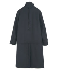 ダブル ウェービング メルトン バイカーロングコート- NAVY