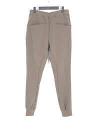 ストレッチコットンポリ ベロア加工ニット スエットパンツ - OLIVE