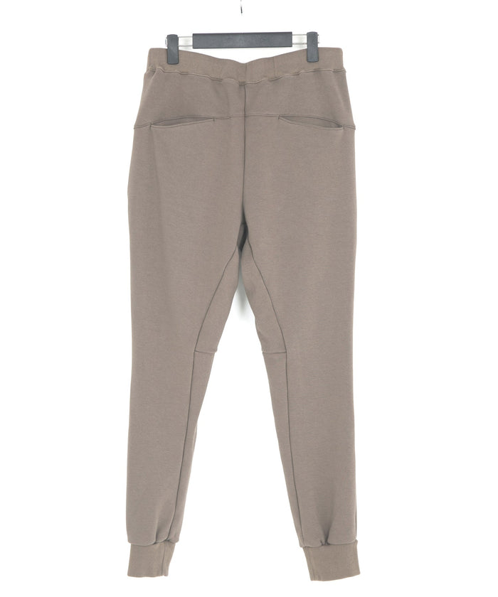 ストレッチコットンポリ ベロア加工ニット スエットパンツ - OLIVE