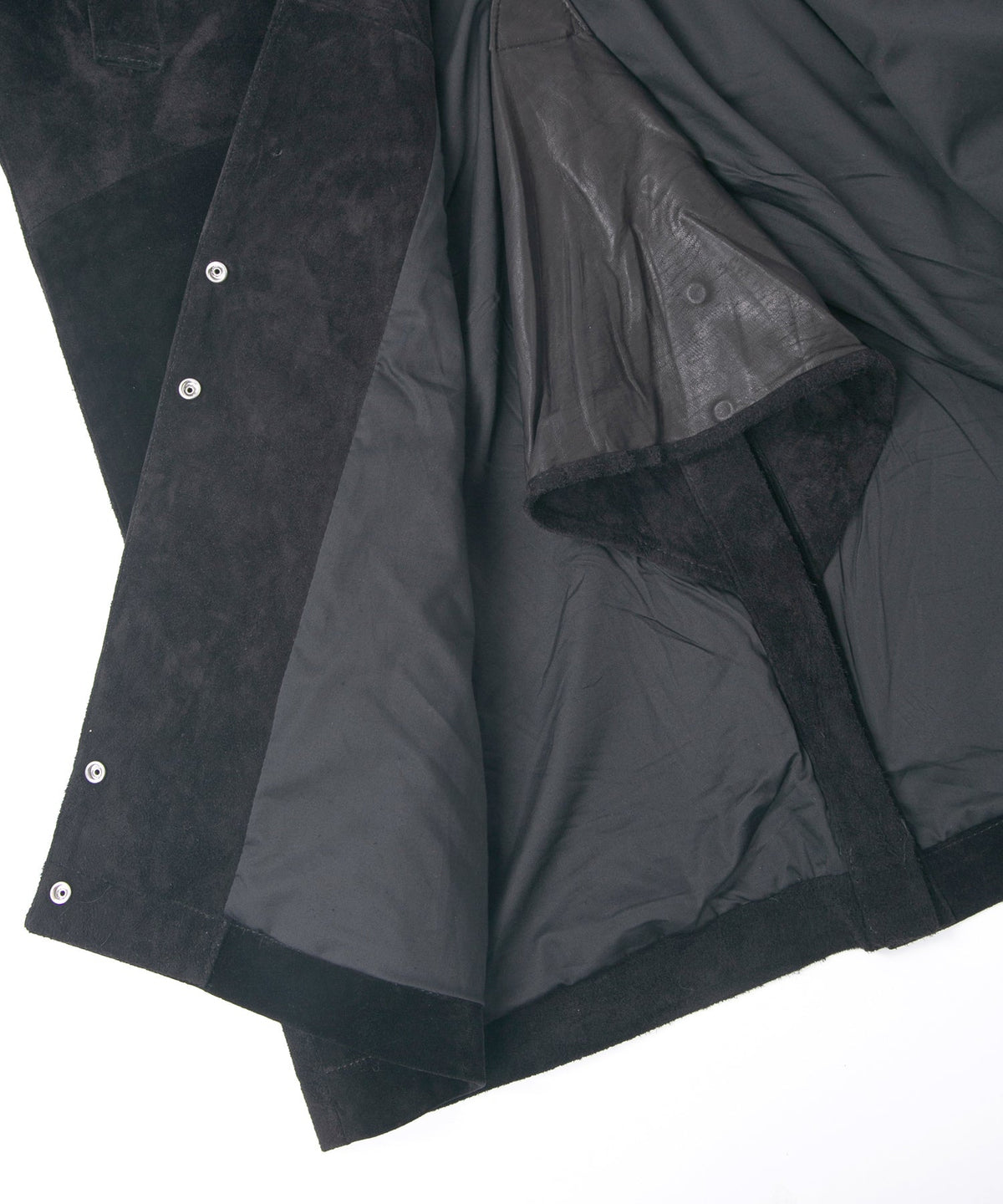 スエード ホースハイド "ROY" バイカーロングコート - BLACK