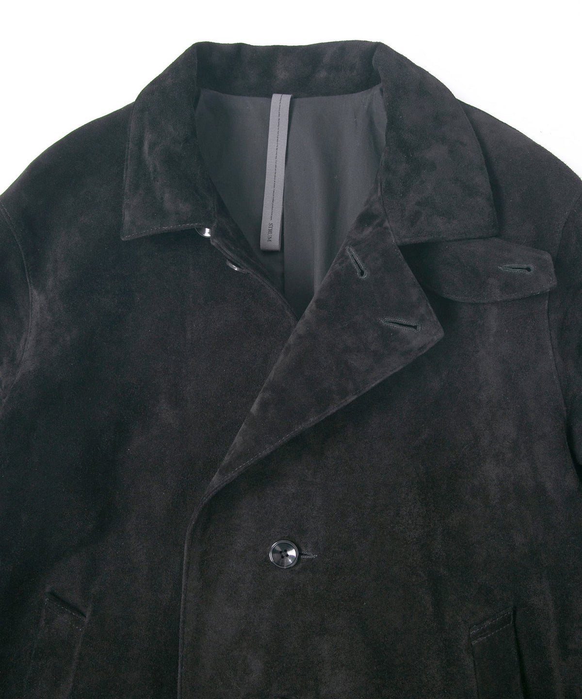 スエード ホースハイド "ROY" バイカーロングコート - BLACK