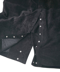 スエード ホースハイド "ROY" バイカーロングコート - BLACK