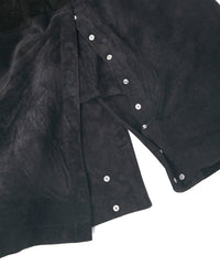 スエード ホースハイド "ROY" バイカーロングコート - BLACK