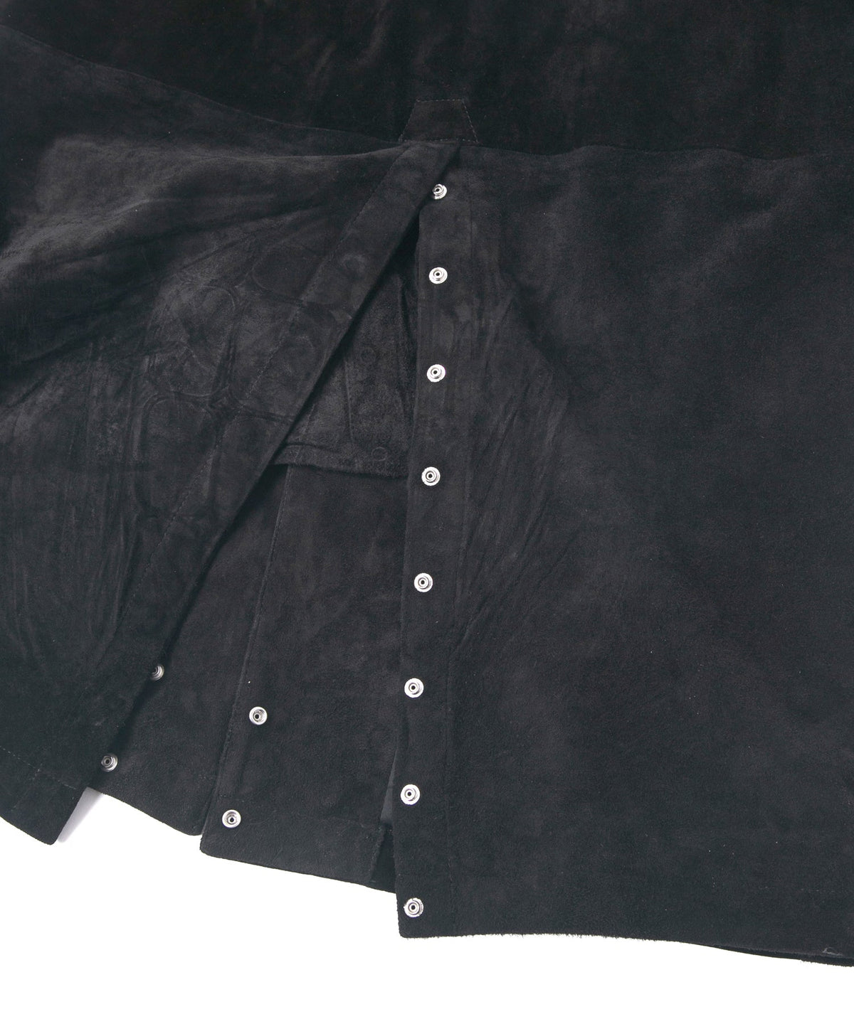 スエード ホースハイド "ROY" バイカーロングコート - BLACK