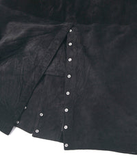 スエード ホースハイド "ROY" バイカーロングコート - BLACK