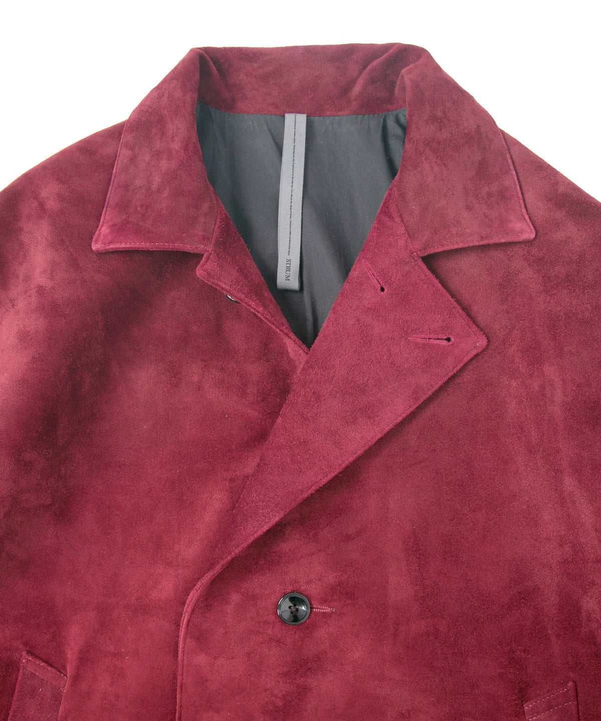 スエード ホースハイド "ROY" バイカーロングコート - BURGUNDY