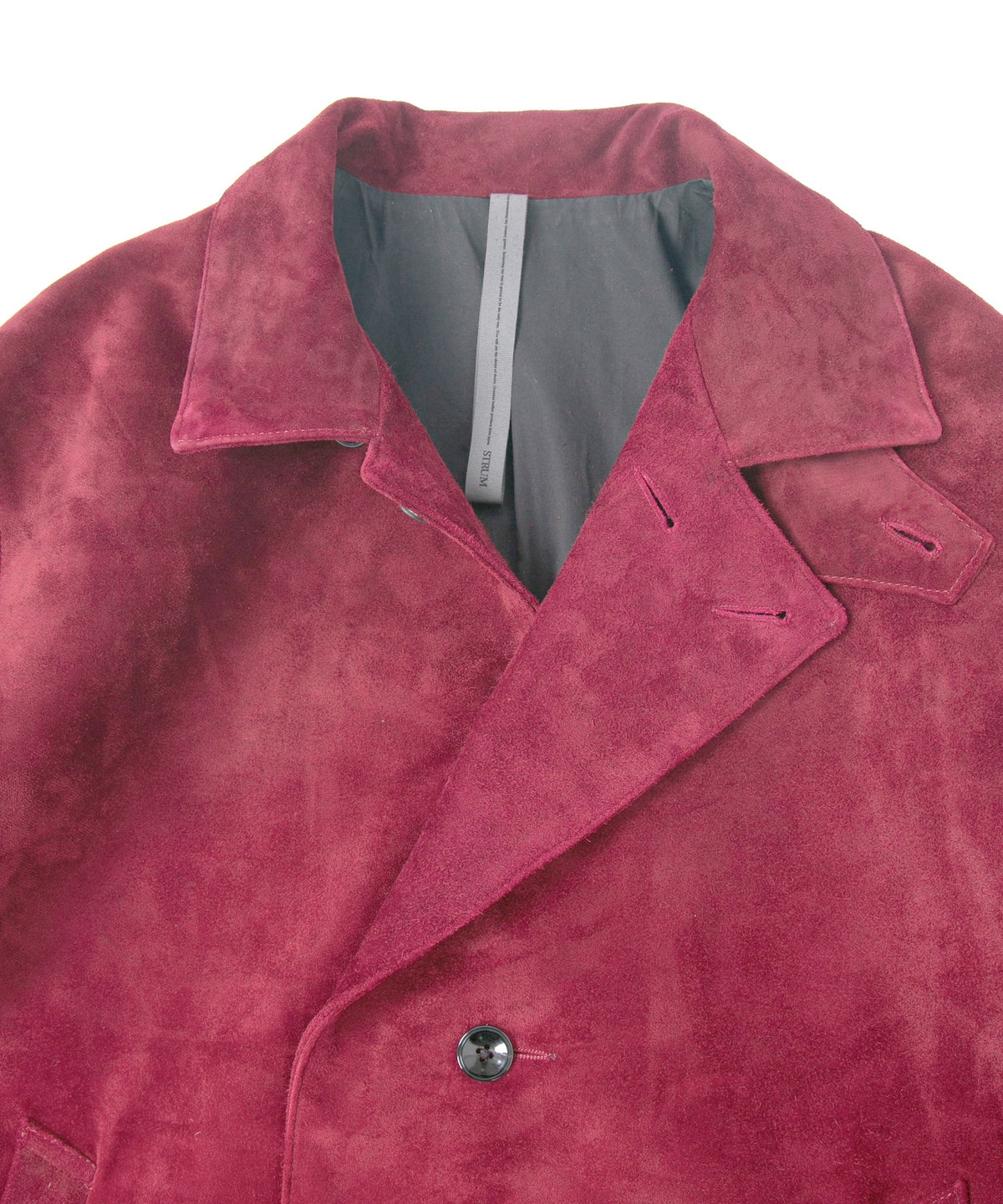 スエード ホースハイド "ROY" バイカーロングコート - BURGUNDY