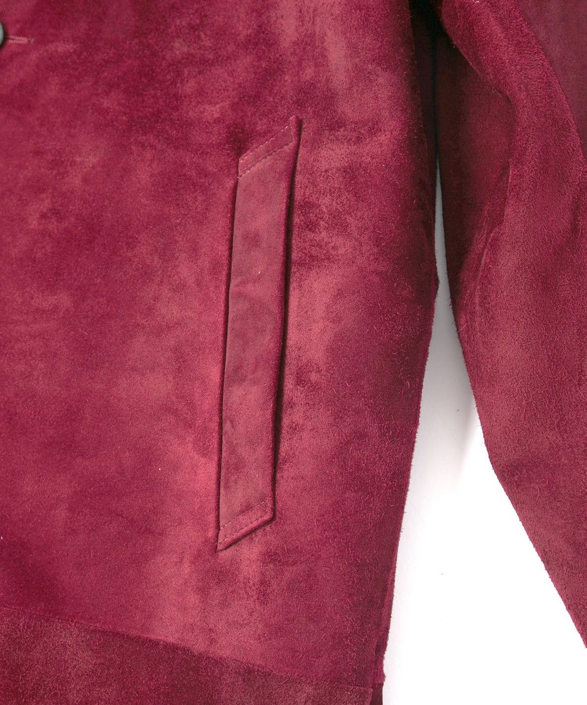 スエード ホースハイド "ROY" バイカーロングコート - BURGUNDY