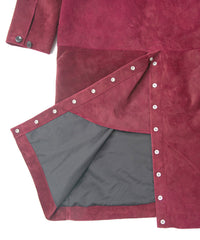 スエード ホースハイド "ROY" バイカーロングコート - BURGUNDY