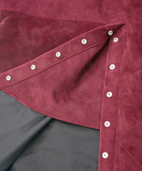 スエード ホースハイド "ROY" バイカーロングコート - BURGUNDY