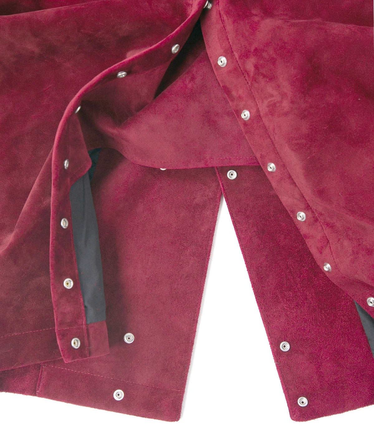 スエード ホースハイド "ROY" バイカーロングコート - BURGUNDY