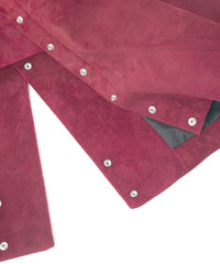 スエード ホースハイド "ROY" バイカーロングコート - BURGUNDY