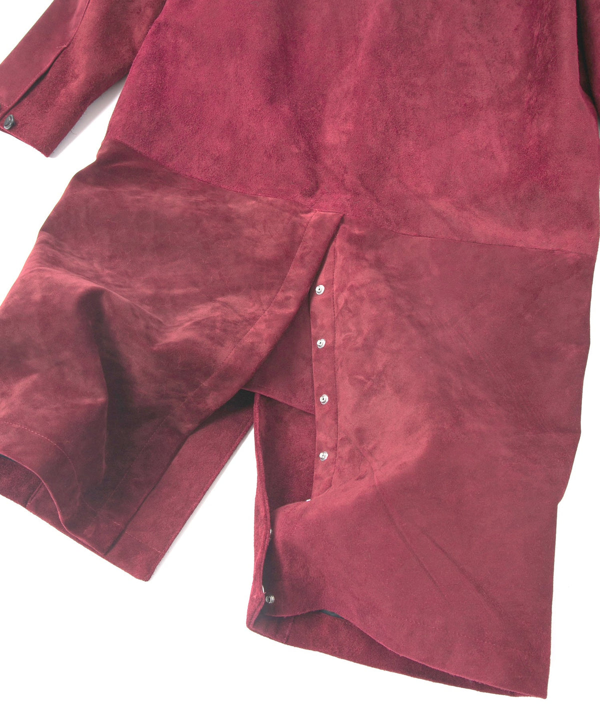 スエード ホースハイド "ROY" バイカーロングコート - BURGUNDY