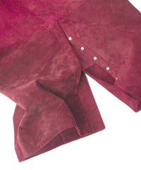 スエード ホースハイド "ROY" バイカーロングコート - BURGUNDY