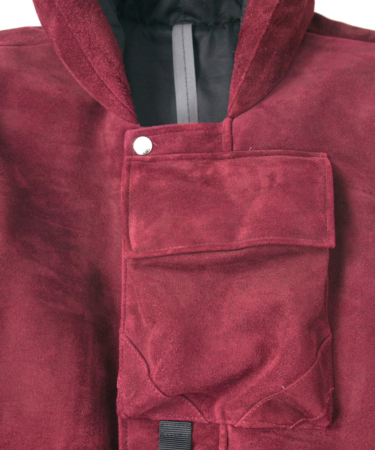 スエード ホースハイド "COOPER" フードダウンベスト - BURGUNDY