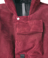 スエード ホースハイド "COOPER" フードダウンベスト - BURGUNDY
