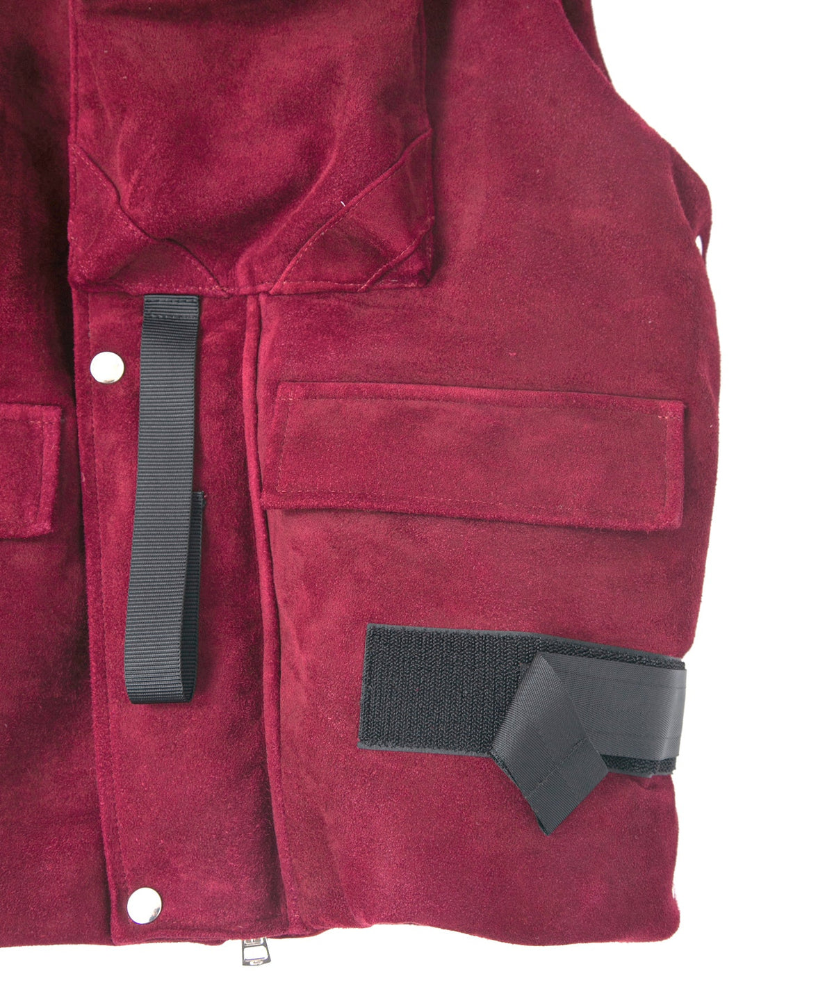 スエード ホースハイド "COOPER" フードダウンベスト - BURGUNDY