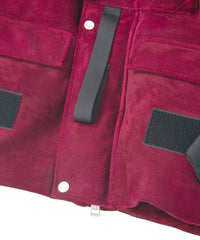 スエード ホースハイド "COOPER" フードダウンベスト - BURGUNDY