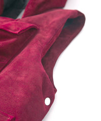 スエード ホースハイド "COOPER" フードダウンベスト - BURGUNDY