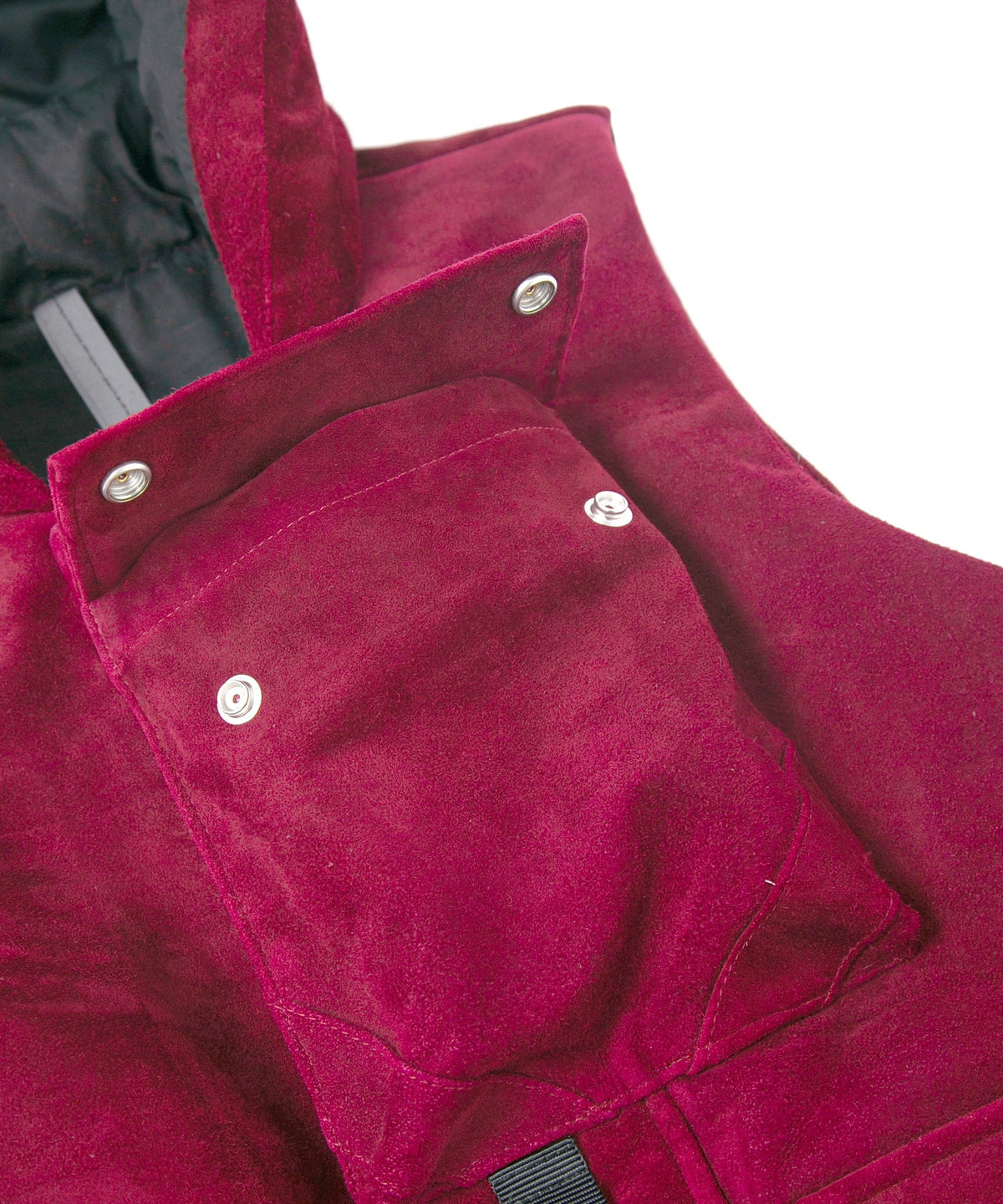 スエード ホースハイド "COOPER" フードダウンベスト - BURGUNDY