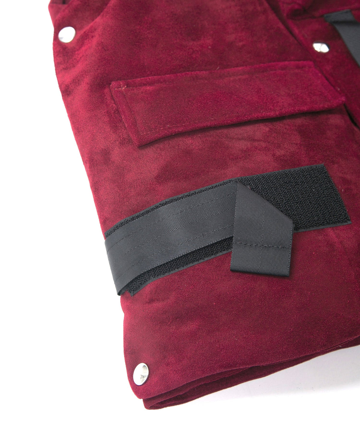 スエード ホースハイド "COOPER" フードダウンベスト - BURGUNDY