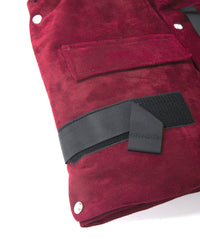 スエード ホースハイド "COOPER" フードダウンベスト - BURGUNDY