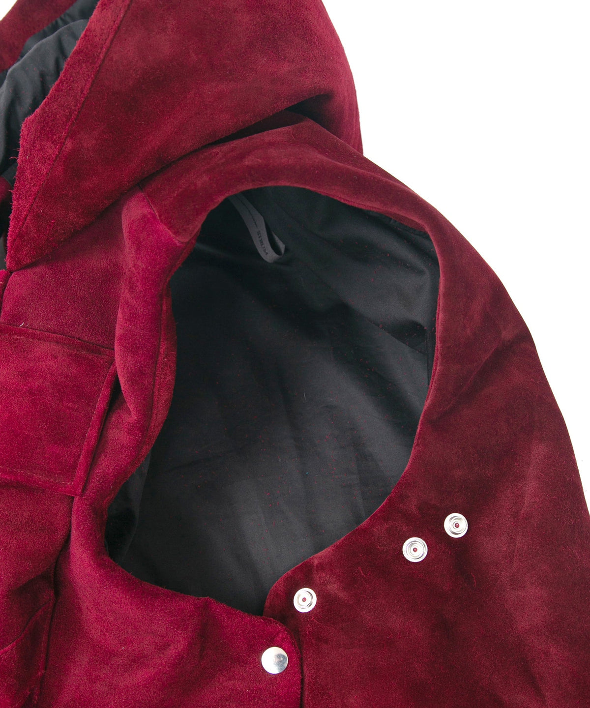 スエード ホースハイド "COOPER" フードダウンベスト - BURGUNDY