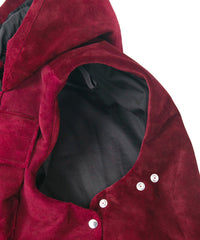 スエード ホースハイド "COOPER" フードダウンベスト - BURGUNDY