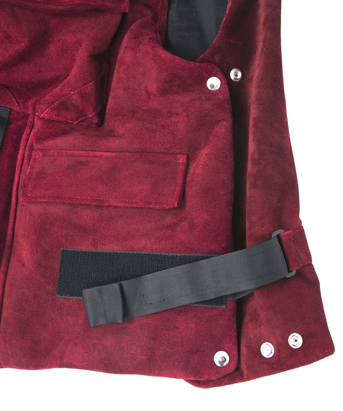 スエード ホースハイド "COOPER" フードダウンベスト - BURGUNDY