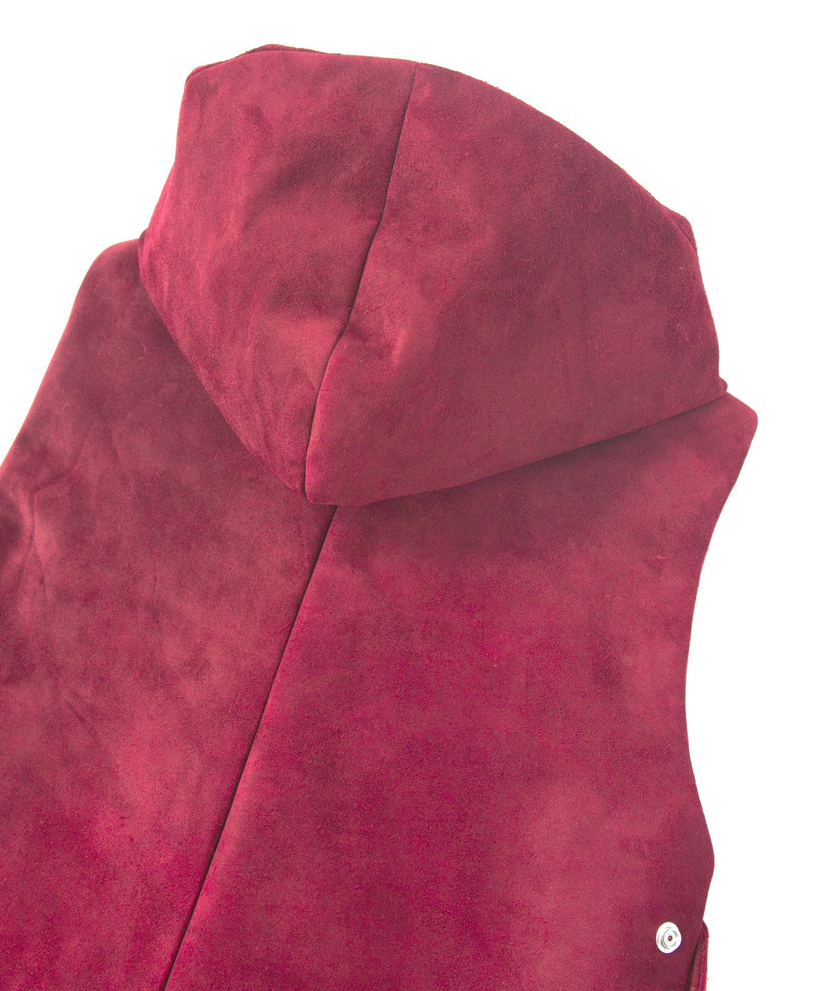 スエード ホースハイド "COOPER" フードダウンベスト - BURGUNDY