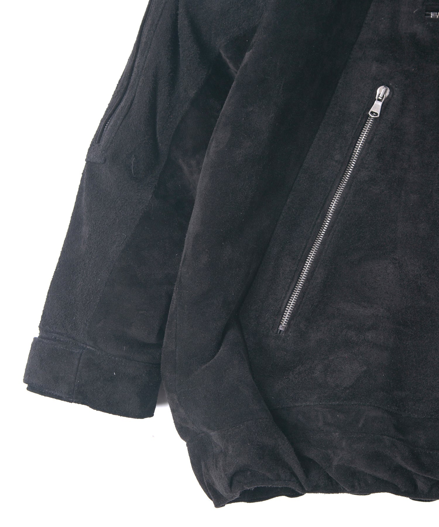 Load image into Gallery viewer, Suede Horse hide &quot;AD-ROCK&quot; Hooded Pullover Blouson - BLACK