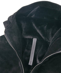 Load image into Gallery viewer, Suede Horse hide &quot;AD-ROCK&quot; Hooded Pullover Blouson - BLACK