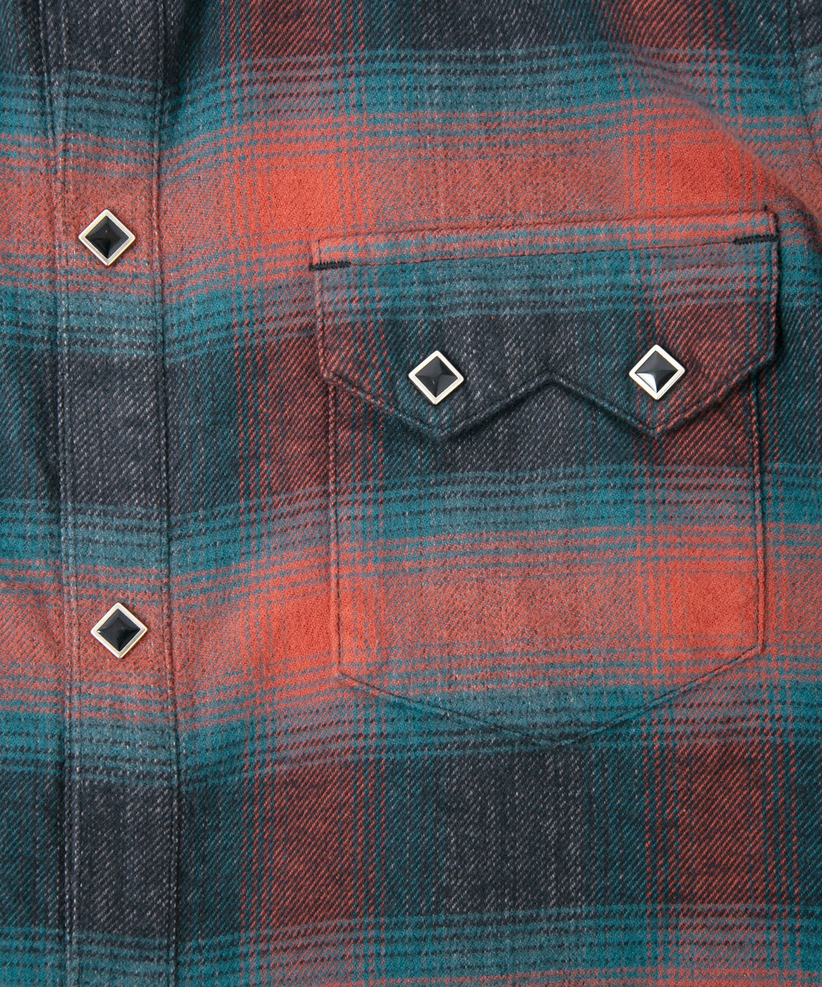 Cotton Shaggy Check Western Long-Sleeve Shirts - RED × BLUE