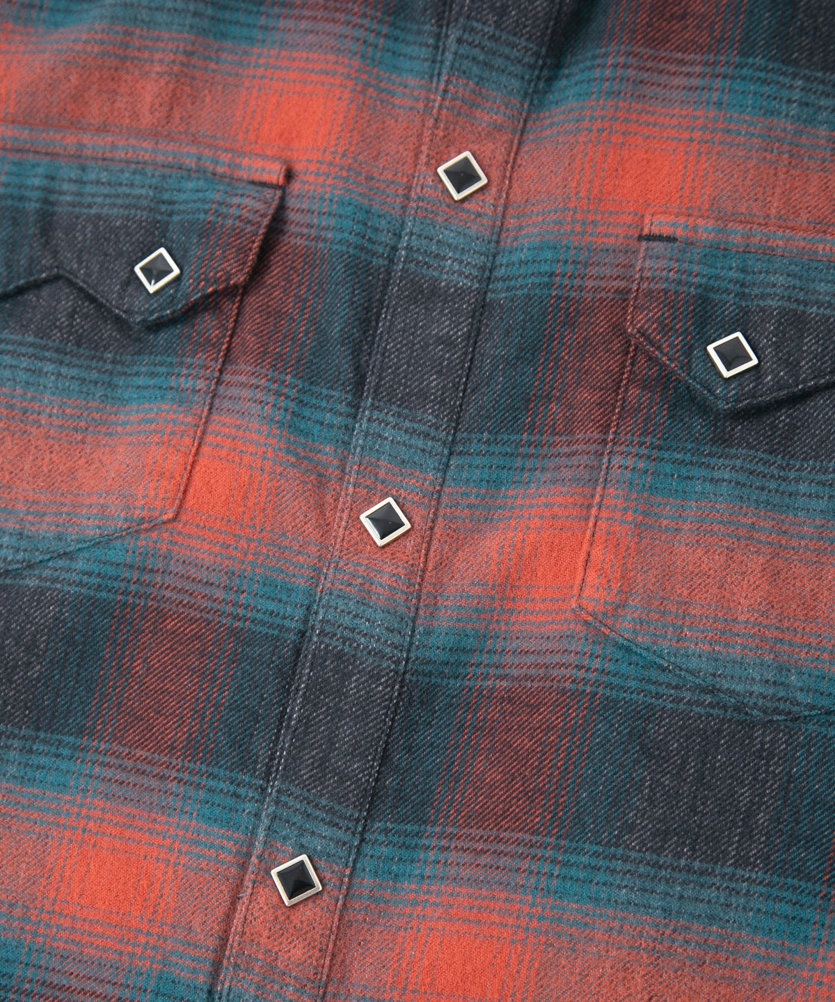 Cotton Shaggy Check Western Long-Sleeve Shirts - RED × BLUE
