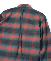 Cotton Shaggy Check Western Long-Sleeve Shirts - RED × BLUE
