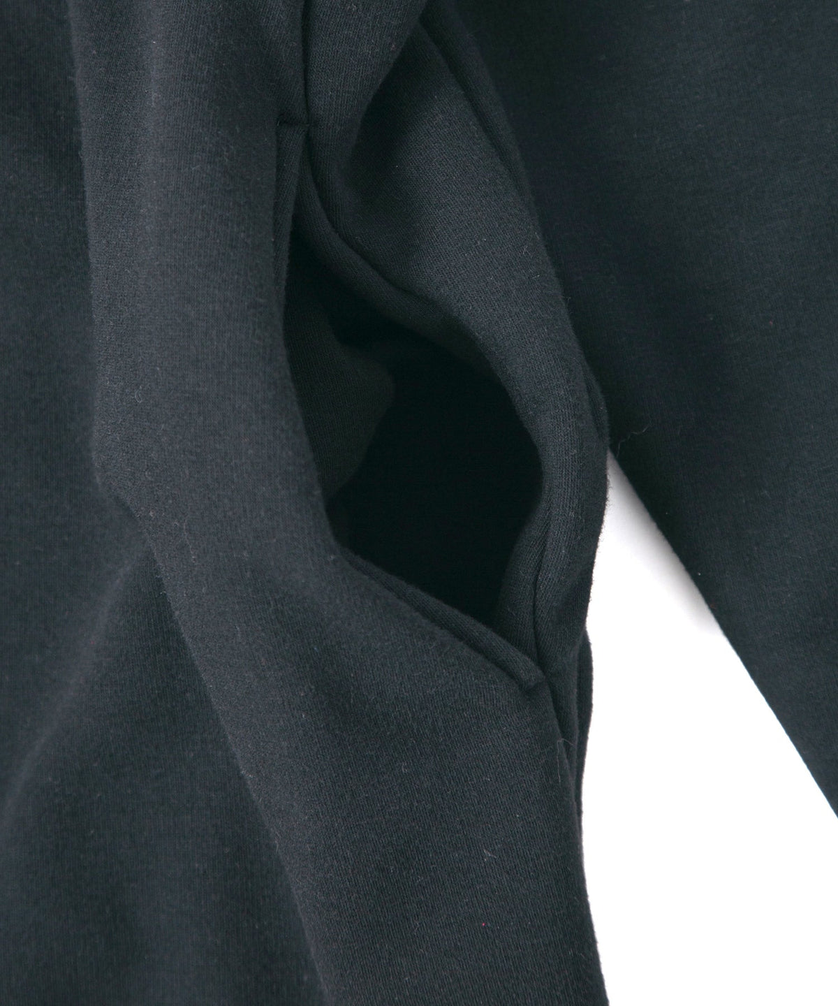 ストレッチコットンポリ ベロア加工ニット トレーナー - BLACK