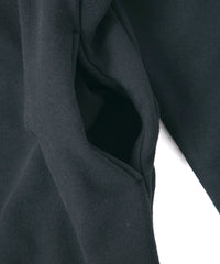 ストレッチコットンポリ ベロア加工ニット トレーナー - BLACK