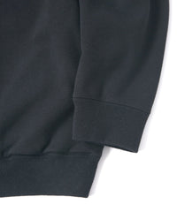 ストレッチコットンポリ ベロア加工ニット トレーナー - BLACK