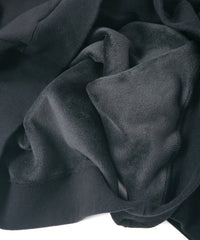 ストレッチコットンポリ ベロア加工ニット トレーナー - BLACK